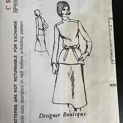 Vintage 70s Spadea SP6501 Designer Boutique Top + Skirt Sewing Pattern 10 UNCUT • $10