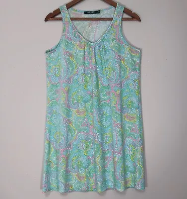 Ralph Lauren LRL Monogram Nightgown Size S Paisley Print Sleeveless Cotton Blend • $16.99