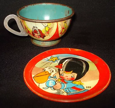 Vintage 1940s Ohio Art #105 The Wedding Tin Litho Childs Tea Set Cup & Saucer • $3