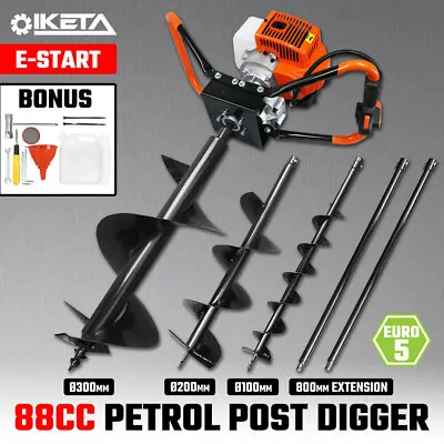 IKETA Post Hole Digger Earth Auger 88CC Ground Drill Bit Petrol Borer Fence Bits • $339.15