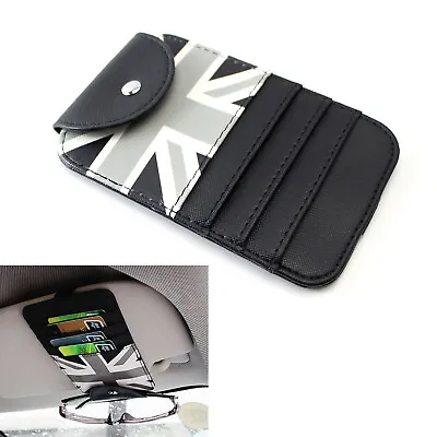 Black/Grey Union Jack UK Flag Style Sun Visor Organizer Holder For Credit Cards • $9.99