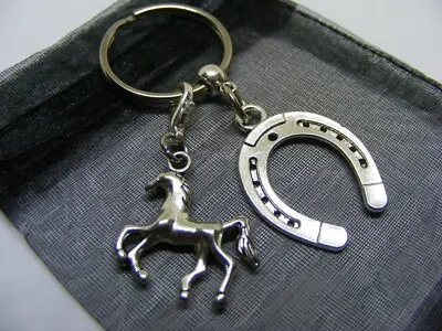 £3.95 • Buy Lucky Horseshoe Keyring & Horse Charm - Nice Good Luck Horse Lovers Gift (NC)