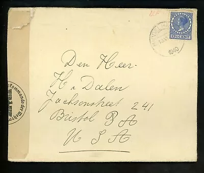 Postal History Netherlands #180 Censored 1940 Middleburg To Bristol PA • $14.99