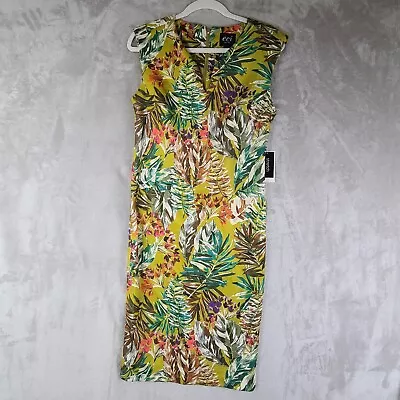 ECI New York Midi Dress Womens Multicolor Sleeveless Floral Stretchy Zip Size 6 • $24.65