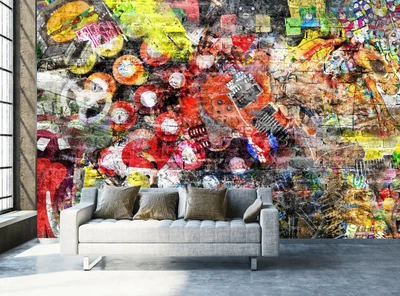 £95.99 • Buy Grunge Style On Brick Wall Mural Photo Wallpaper Wall Decor Teenagers Graffiti