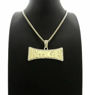 Meek Mill Championships Pendant Gold Cuban Link Chain Necklace Hiphop Icey Rap • $29.99