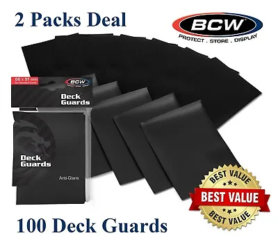 100 Matte BLACK MTG Deck Guards CCG Pokemon Gaming Card Sleeves New BCW Holders • $9.24