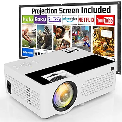 $87.94 • Buy TMY Projector 7500 Lumens With 100 Inch Projector Screen, 1080P Full HD Video TV