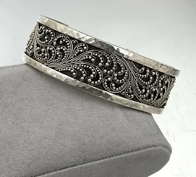 $229.99 • Buy Sterling Silver Lois Hill Granulated Scroll Beaded Filigree Cuff Bracelet 6.75” 
