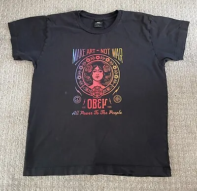 Obey ‘Make Art Not War’ Black Women’s T-Shirt - Size L • $16.99