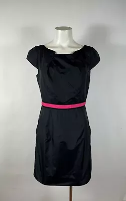 MILLY OF NEW YORK -  Boat Square Neck Black Pink Cocktail Dress 6 - USA Made • $48