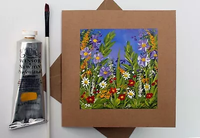 Real Painting: Hand-painted Card  Cottage Garden #130  W/envelope By Judith Rowe • £4.50