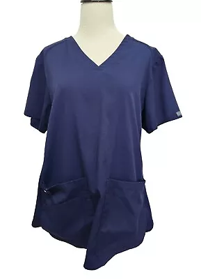 Med Couture Scrub Top Womens Size Large L Navy Blue V Neck Nurse Medical Energy • $15