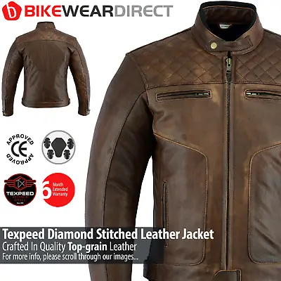  Leather Motorbike Motorcycle Jacket Touring Brown With Genuine CE Biker Armour • $110.97