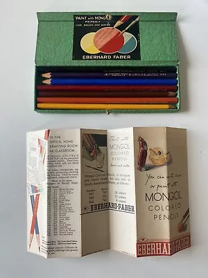 Vintage Eberhard Faber Mongol Colored Indelible Watercolor Pencils #942 Set Of 7 • $34.99