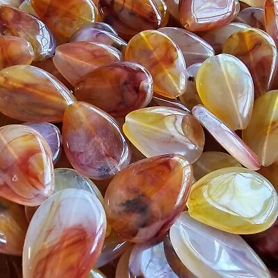 Vintage Lucite / Flat Teardrop / Orange / Approx 305 Beads / 25mm / 1lb /#0236 • $12