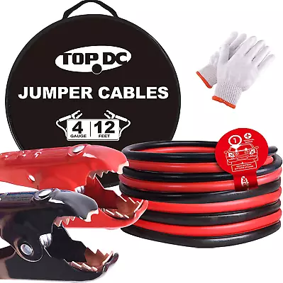 TOPDC Pure Copper 4 Gauge 12 Feet Jumper Cables UL Listed For Car SUV And Truck • $38.05