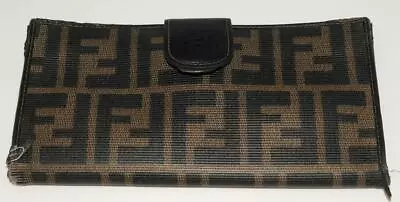 FENDI ~ Signature Zucca F Design - Blk Brown Bi Fold WALLET *VINTAGE!  *AS IS • $89.99