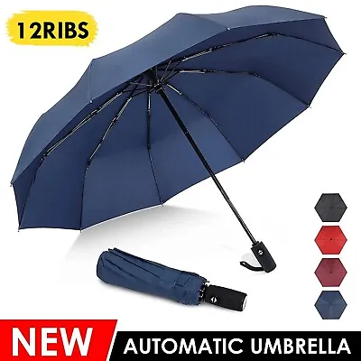 Automatic Umbrella Automatic Folding Umbrella Auto Open Compact With Fiberglass • $23.49