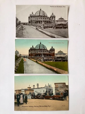 £6 • Buy 3 Vintage Postcards Of Rhyl - Pavilion Bandstand Miniature Railway