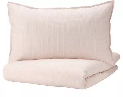 IKEA BERGPALM Duvet Cover And 2 Pillowcases Light Pink/stripe 200x200/50x80 Cm • £34.99