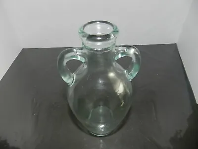 Vtg Mod Dep Italian Green Amphora Glass Bottle Duel Handles 500ml • $18.95