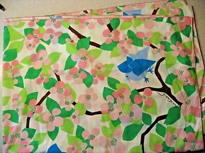 Vtg Leacock & Co. Gloria Vanderbilt Poppies And Blue Birds Table Cloth 80  X 60  • $60