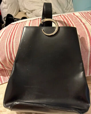 $375 • Buy Cartier Panthere Logos Bucket Shoulder Bag Black Leather France EKIB 63658