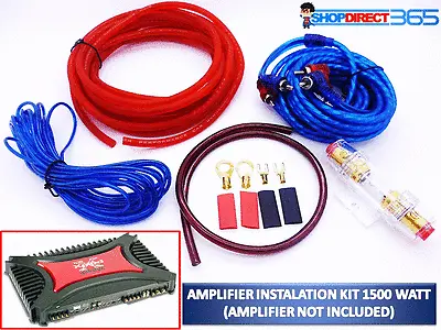 1500 Watt Complete 8 GAUGE Car Amp Audio Amplifier Wiring Kit Cable Subwoofer • £7.99