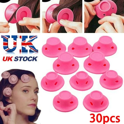 £6.95 • Buy 30PCS No Heat Magic Hair Curlers DIY Sets Soft Rollers Care Silicone Heatless UK