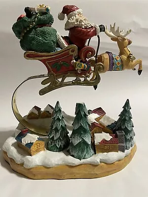 Traditions Christmas Centerpiece Holiday Decoration Santa Flying Over Village • $5