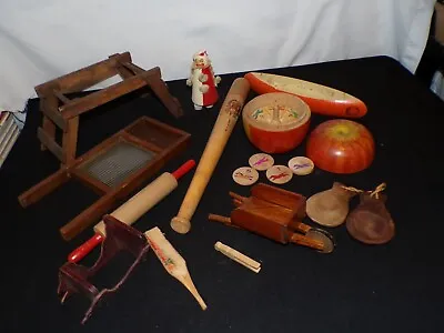 Vintage Wood Child's Toy Lot Glass Wash Board Drying Rack Wilson Walkie (c237) • $53.99