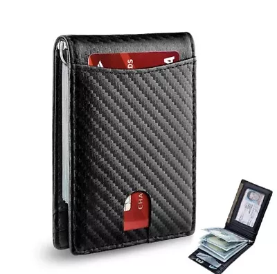 Slim Men's Wallet PU Leather Bifold  Rfid Blocking Money Clip Credit Card • $11.26