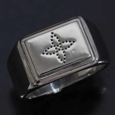 LOUIS VUITTON Monogram Logo Band Ring In SV925 US10 D9770 • £316.64