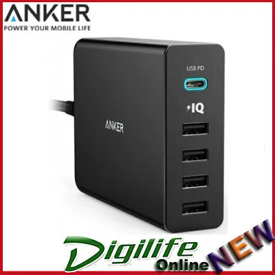 $75 • Buy Anker PowerPort+ 5 Port 60W 1x USB-C, 4x USB PD Fast Charge Mac Apple Samsung