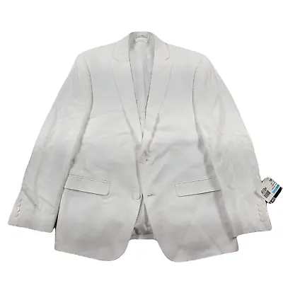 Bar III Slim-Fit Textured Linen Suit Jacket Mens 40R White Sport Coat • $64.49