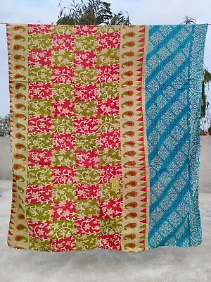 Indian Handmade Quilt Vintage Kantha Throw Bedspread Cotton Blanket Ralli Gudari • $31.91