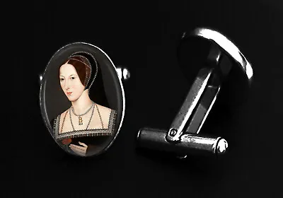 Anne Boleyn Pure Stainless Steel French Cufflinks Tudor Henry 8th Wife 16thC • £14.95