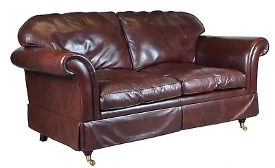 Luxury 2 Seater Heritage Brown Leather Laura Ashley Mortimer Sofa With Castors • £1225