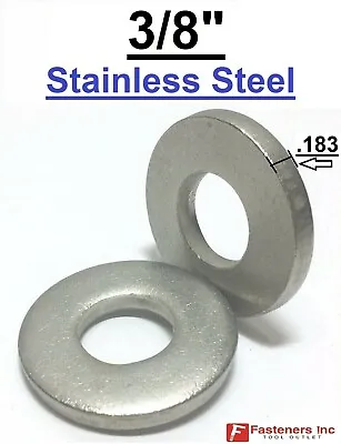3/8  Extra Thick (.183) Flat Washers 18-8 Stainless Steel Washer (Choose Qty) • $47.99