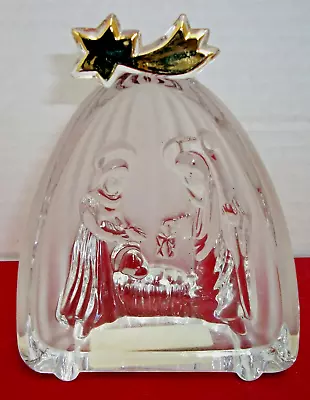 Mikasa Golden Stars Nativity Creche Scene LEADED CRYSTAL Germany Votive / Candle • $12.95