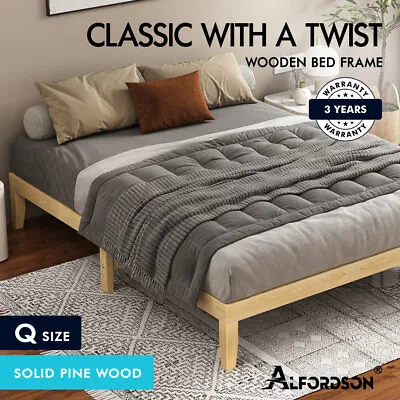 $139.95 • Buy ALFORDSON Bed Frame Wooden Timber Queen Size Mattress Base Platform Pramod Oak
