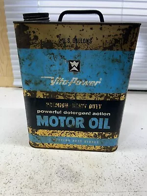 Vintage Vitapower VITA POWER Premium Heavy Duty Motor 2 Gallon  Advertising Can • $16.95