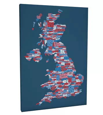 £13.99 • Buy United Kingdom City Text Map Box Canvas And Poster Print (234)