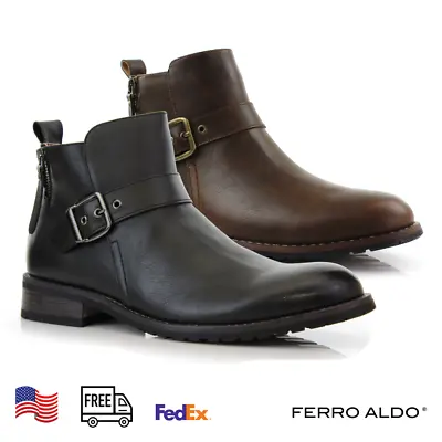 Ferro Aldo Men's Casual Zipper Motorcycle Ankle Combat Classic Chelsea Boots • $69.99
