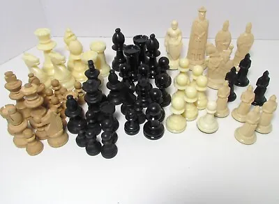 63 Vintage Chess Replacement Pieces Renaissance  Wood And Classic • $19.99
