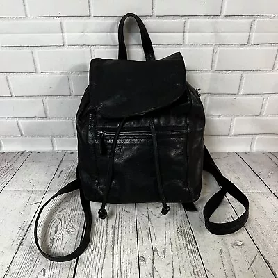 Genuine Leather Black Mini Backpack Purse India Vintage • $22