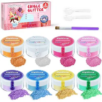 Edible Glitter Set Sprinkles Edible Glitter For Drinks 8 Colors Prism Powder E • £17.86
