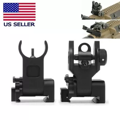 Tactical Folding Back Up Iron Sight Flip Up Sights Set Front Rear Picatinny Rail • $18.99