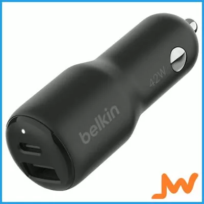 Belkin 2-Port 30W USB-A/USB-C Car Charger - Black • $37